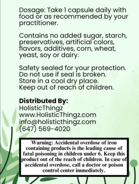 Holistic Extra Strength Iron Bisglycinate (Non Constipating Iron)