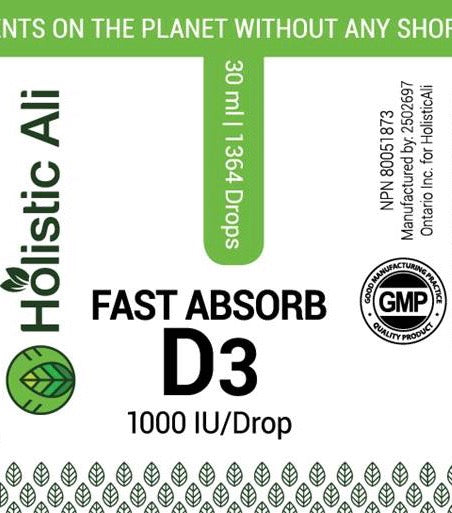 Holistic Ali Naturals Fast Absorb Vitamin D3 - 30 mL Buy one get one Free