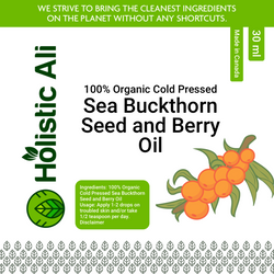 Organic PURE 100% Cold Pressed Sea Buckthorn Seed & Fruit Oil (2 Sizes) Sizes 30ml