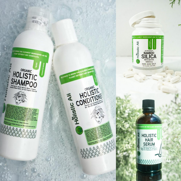 Holistic Hair Care Bundle - Shampoo & Conditioner, Hair Serum, Bamboo Silica Capsules