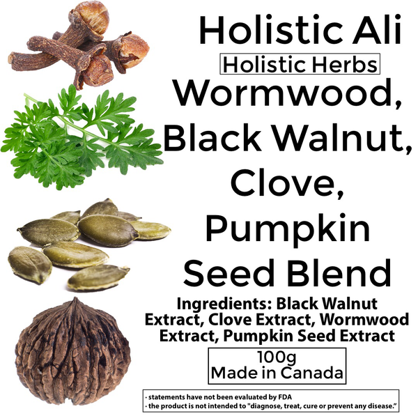 Wormwood + Black Walnut w/ Clove & Pumpkin Seed 100g Organically grown