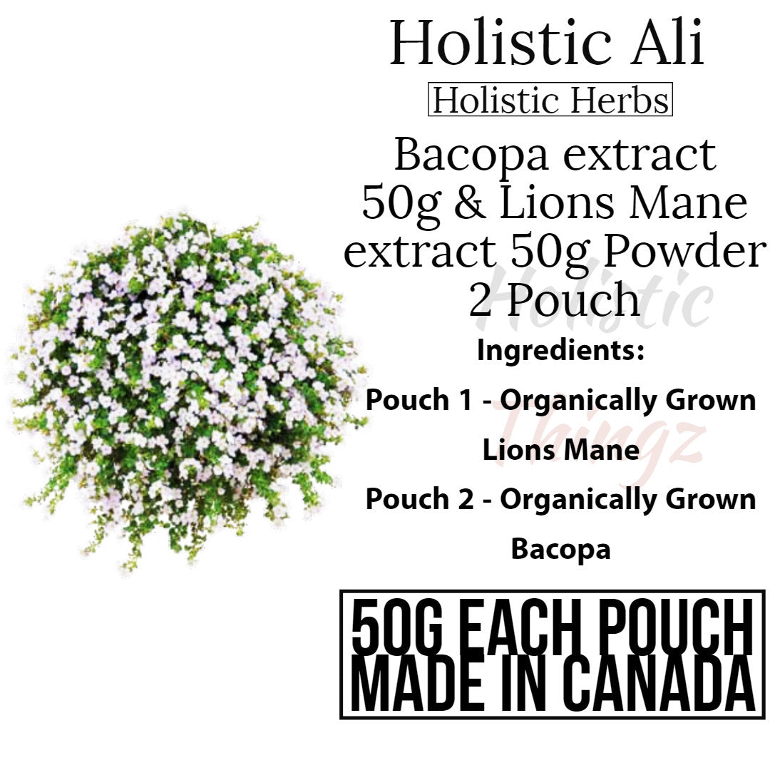 Bacopa Extract 50g + Lion’s Mane Mushroom 50% Extract 50g – A cognitive support bundle that may help with memory, focus, mental clarity, and neurogenesis for long-term brain health.